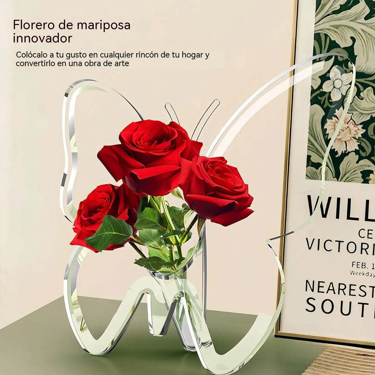 🥰🦋 Jarrón de Mariposa Transparente para Hidroponía | Florero Creativo de Arte para Mesa | Decoración de Hogar y Salón ✨