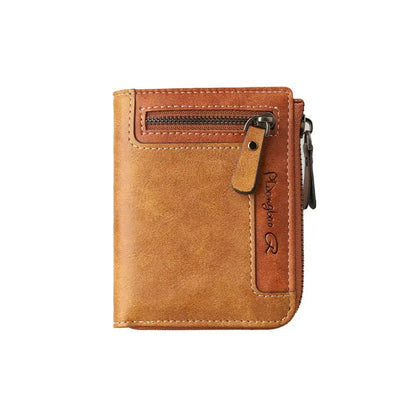 Cartera de cuero con cremallera para hombre, elegante y con estilo.