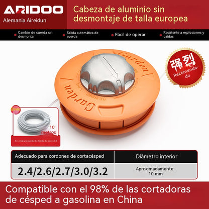 Cabezal de cortacésped resistente al desgaste con sistema de alimentación automática de cuerda, sin necesidad de desmontaje. [Incluye cuerda de corte de 10 m]