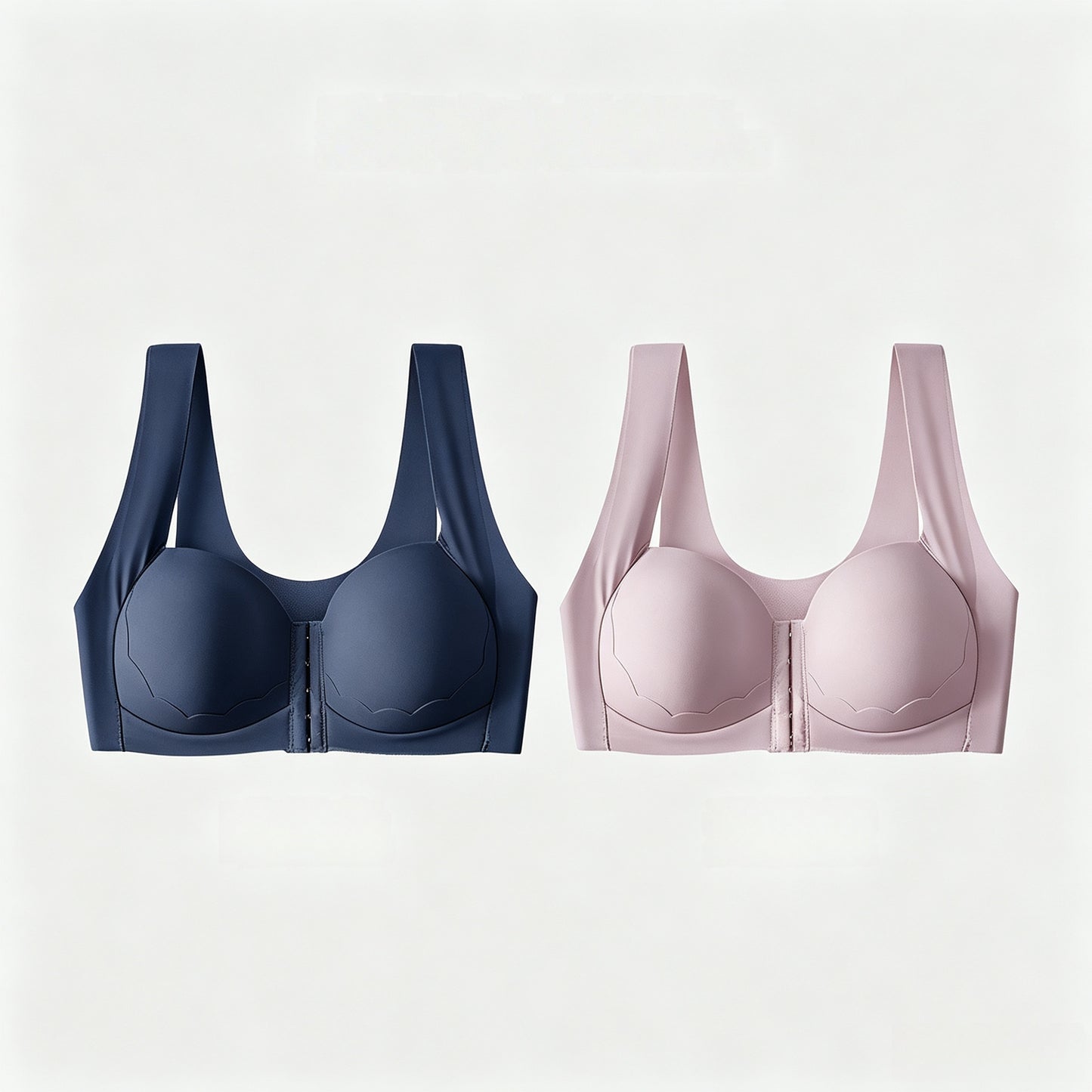 【Juego de 2 piezas】[S-2XL】Sujetador de tallas grandes para mujer, con efecto *push-up* y reductor, que ofrece una gran sujeción y copas moldeadas sin costuras【40-90kg】