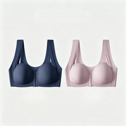 【Juego de 2 piezas】[S-2XL】Sujetador de tallas grandes para mujer, con efecto *push-up* y reductor, que ofrece una gran sujeción y copas moldeadas sin costuras【40-90kg】