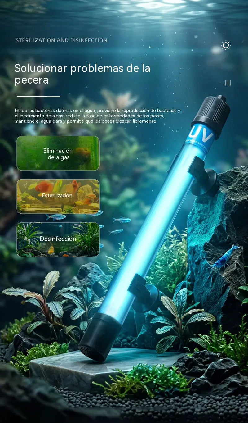 💡🐠Lámpara UV para acuarios, para la eliminación de algas y esterilización, para una desinfección regular.
