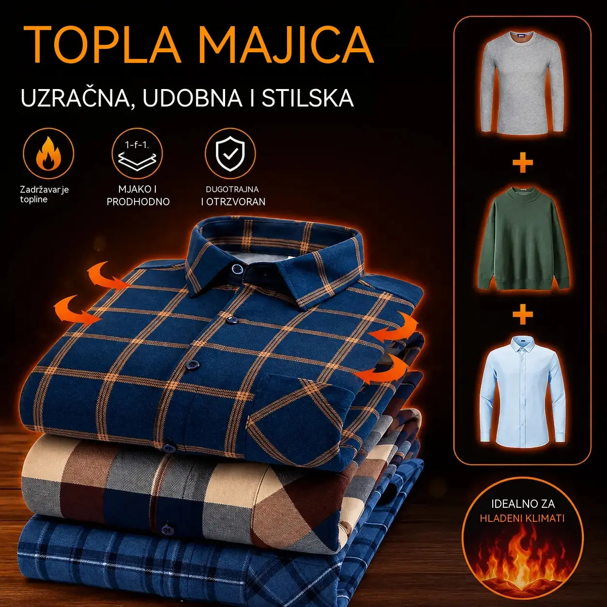 👔【L-5XL】Nova muška termo majica s obostranim plišem za jesen i zimu – moderna i svestrana.