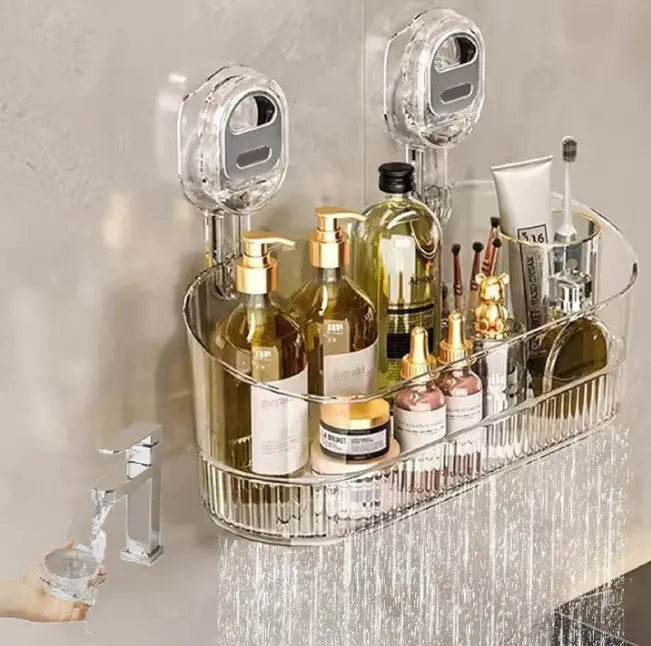 🍽️🧺🔥50%OFF🔥Estante de almacenamiento con ventosa sin perforaciones, escurridor de pared para cocina y baño