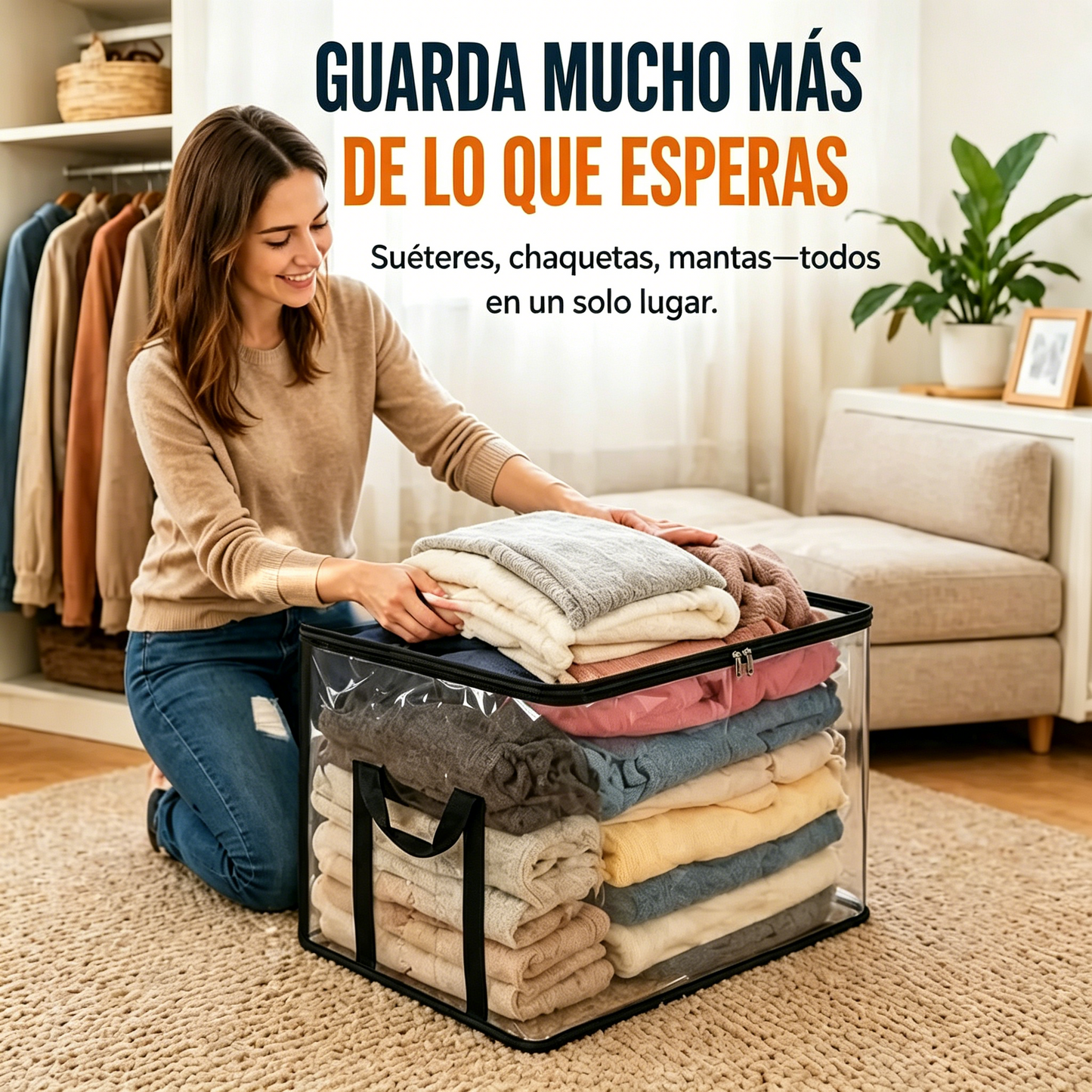 🔥Oferta por tiempo limitado: 49% de descuento （3 piezas）📦Bolsa de almacenamiento de plástico transparente, grande, resistente y gruesa para ropa, mudanzas y almacenamiento