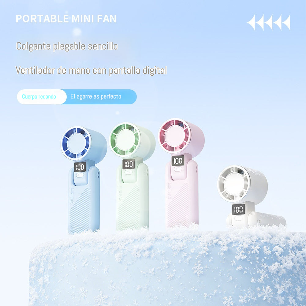 🥰 【Compra 1 y llévate 1 gratis】💦🌬️ Mini ventilador portátil plegable con pantalla digital USB de 100 velocidades