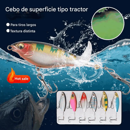 🐟🎣【6 piezas】Cebo de hélice de tractor biónico Minnow