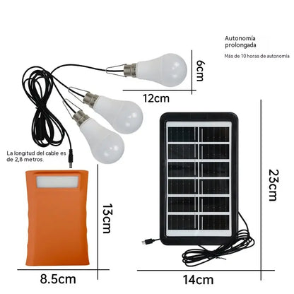 ☀️Sistema de energía solar portátil: ¡proporciona una fuente de energía continua tanto en casa como en aventuras al aire libre! ✨🔋【Panel solar + almacenamiento de energía de 3600 mAh + sistema de 3 luces】
