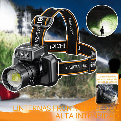 ✨Linterna frontal LED de alta intensidad | Ideal para camping y emergencias