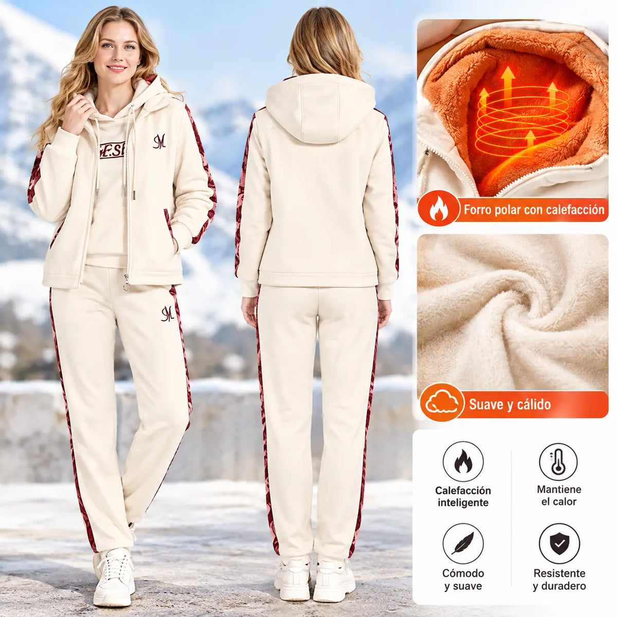 🔥【pantalón + suéter + chaqueta】Nuevo conjunto deportivo y casual de otoño/invierno 2025, acolchado y grueso.
