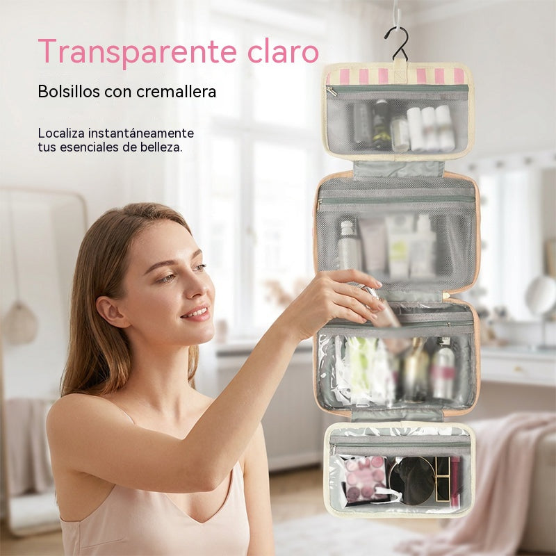 Neceser colgante | 4 compartimentos con gancho para viajes