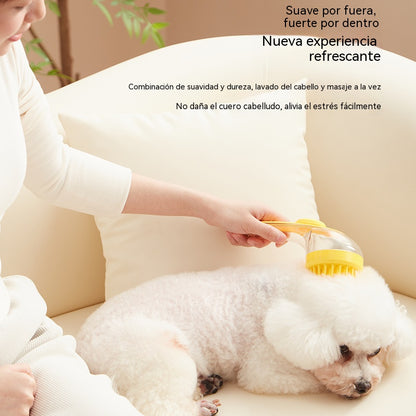 【4 piezas】📢📢¡50% de descuento! ⏰Cepillo de baño para mascotas con mango largo y dispensador de champú