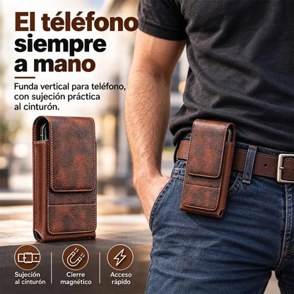 📱 Funda de cuero para móvil con múltiples bolsillos y tarjetero para llevar en el cinturón
