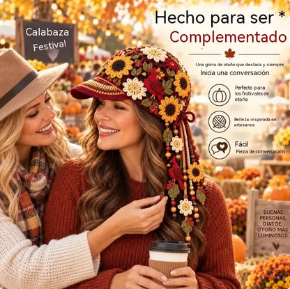 🧶🧢Gorra de béisbol de ganchillo para mujer, ideal para otoño.