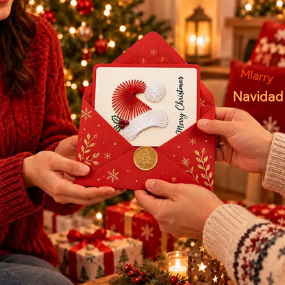 ❤️Un juego de 6 piezas por solo 27 euros🧵🎄Kit de manualidades DIY de 6 tarjetas navideñas con la frase "Merry Christmas" para bordado con aguja mágica