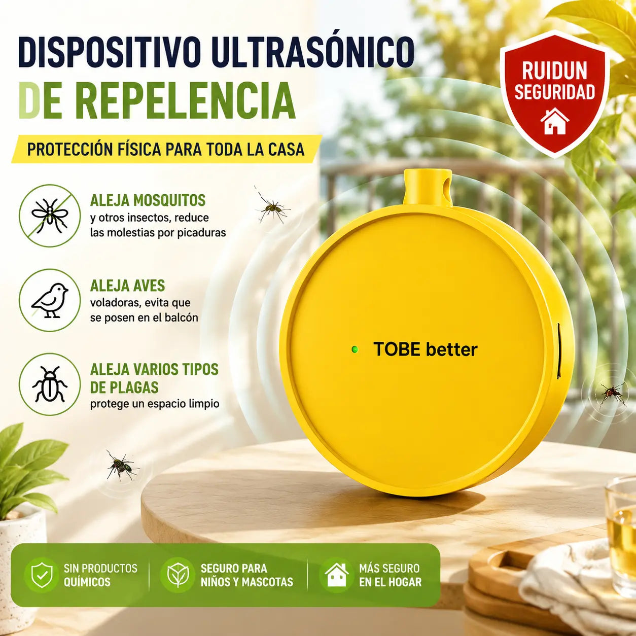 🔥【2 piezas 26 euros】🐦 Repelente de pájaros ultrasónico portátil | Ahuyentador automático para palomas, ideal para balcones, jardines y exteriores