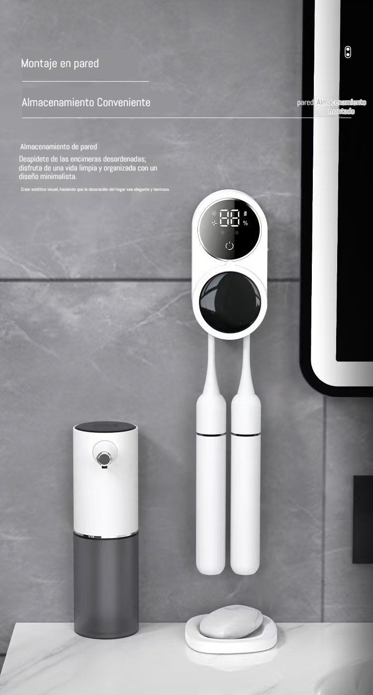 🦠🔋Miniportacepillos de dientes automático de pared con función de esterilización UV.