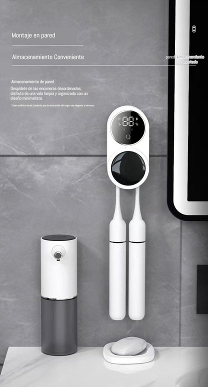 🦠🔋Miniportacepillos de dientes automático de pared con función de esterilización UV.