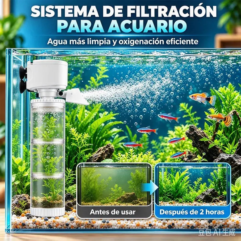 🐠💧 Filtro 3 en 1 para Acuario | Separador de Residuos, Bomba de Agua y Sistema de Filtración con Circulación