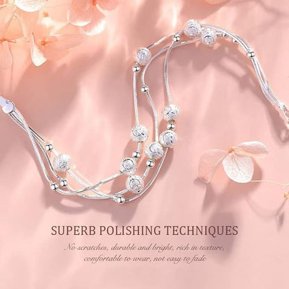 ✨✨Pulsera de cuentas de la suerte de plata 999 con diseño grabado