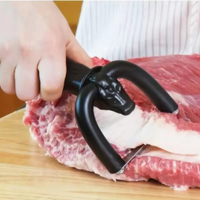🥳50% de descuento🥩🔪 Desgrasador manual de carne y cerdo: El soporte en forma de U elimina la grasa superficial, minimizando el desperdicio de carne magra. Cuchillas de acero inoxidable y mango ergonómico. 🧑‍🍳✨