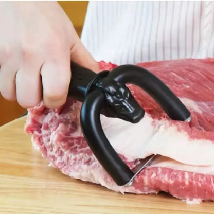🥳50% de descuento🥩🔪 Desgrasador manual de carne y cerdo: El soporte en forma de U elimina la grasa superficial, minimizando el desperdicio de carne magra. Cuchillas de acero inoxidable y mango ergonómico. 🧑‍🍳✨