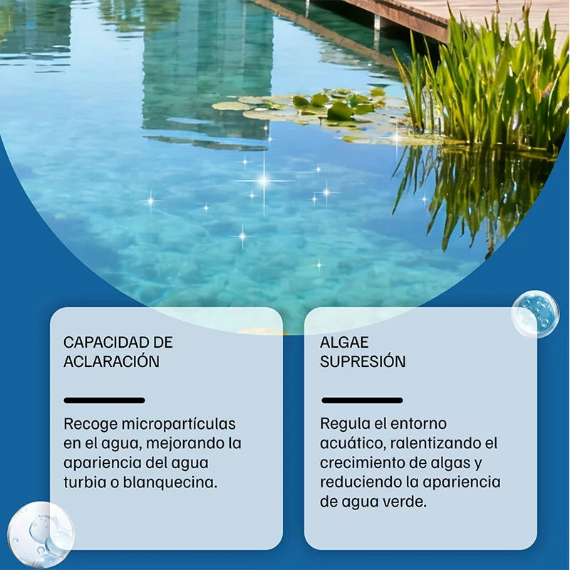 🔥Compra 1 y llévate 1 gratis💧🐠Polvo clarificante que se disuelve fácilmente, purifica el agua dejándola clara y suave; su fórmula no daña la calidad del agua.