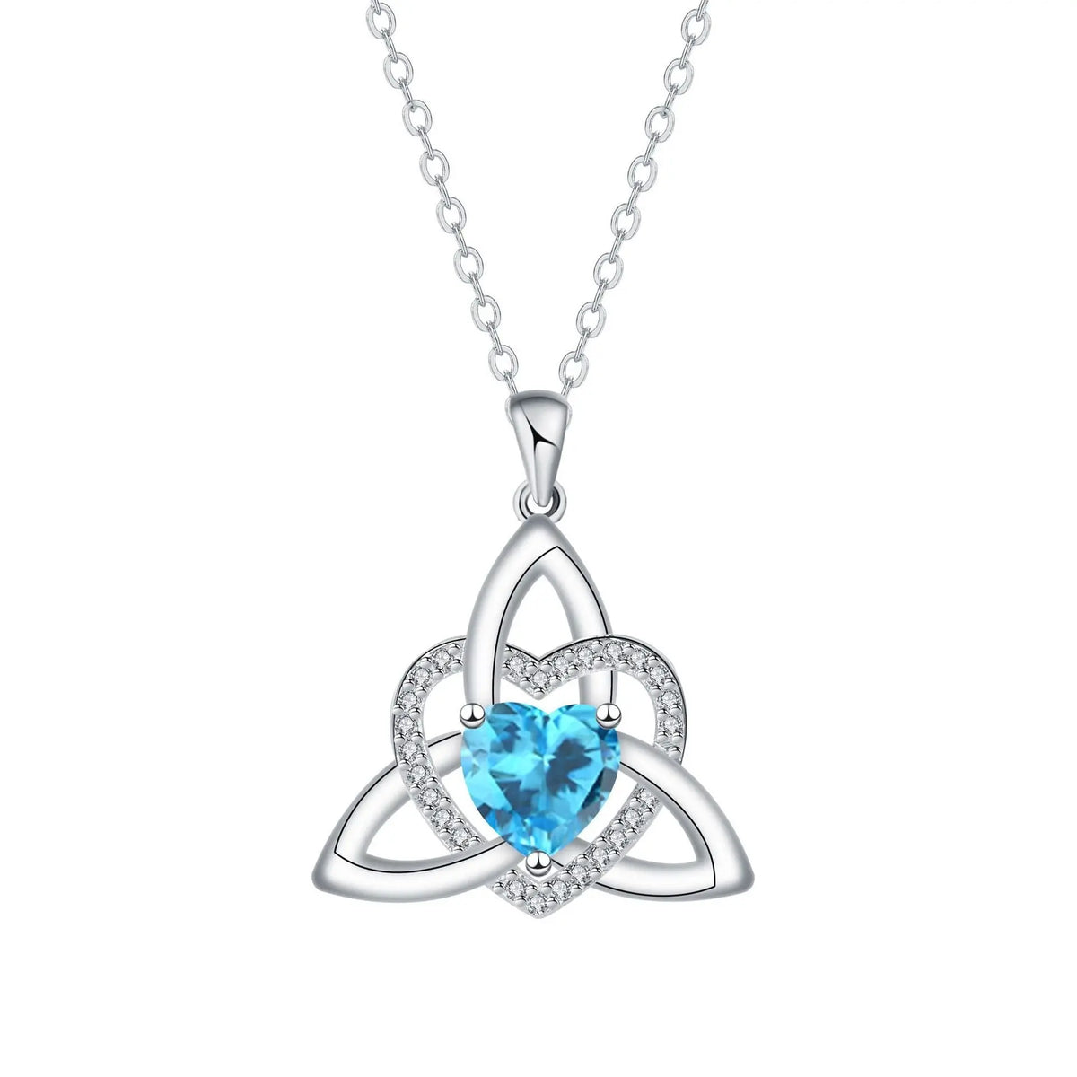 ⏳Oferta por tiempo limitado⏰ Collar de corazón con nudo de la Trinidad celta y piedra de nacimiento✨ Colgante de corazón con nudo de la Trinidad celta y piedra de nacimiento