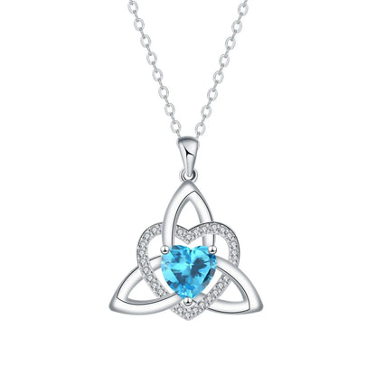 ⏳Oferta por tiempo limitado⏰ Collar de corazón con nudo de la Trinidad celta y piedra de nacimiento✨ Colgante de corazón con nudo de la Trinidad celta y piedra de nacimiento