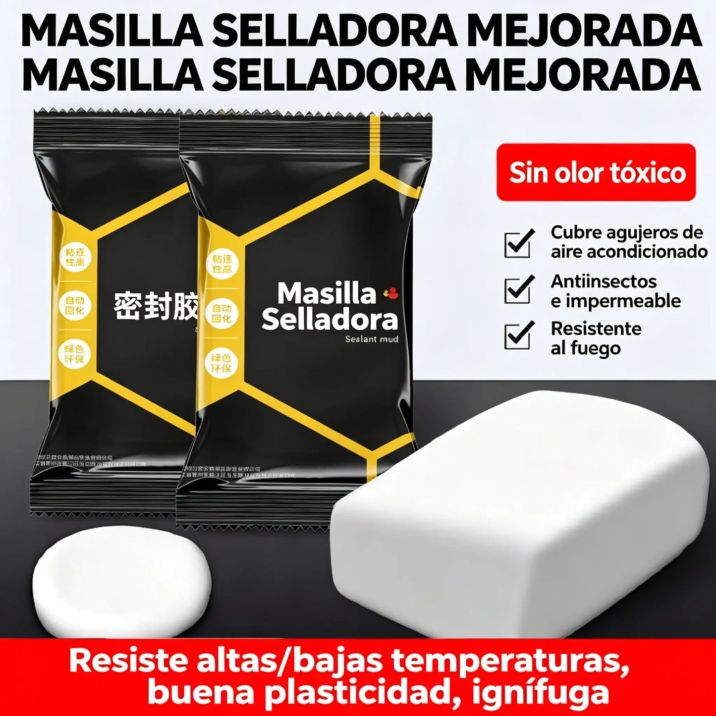 【10 piezas por 26€】🔧 Masilla Selladora Impermeable Blanca – Repara Agujeros de Aire Acondicionado, Paredes y Tuberías 💧🏠