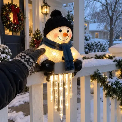 ☃️Decoración luminosa WinterGlow – Muñeco de nieve y carámbanos