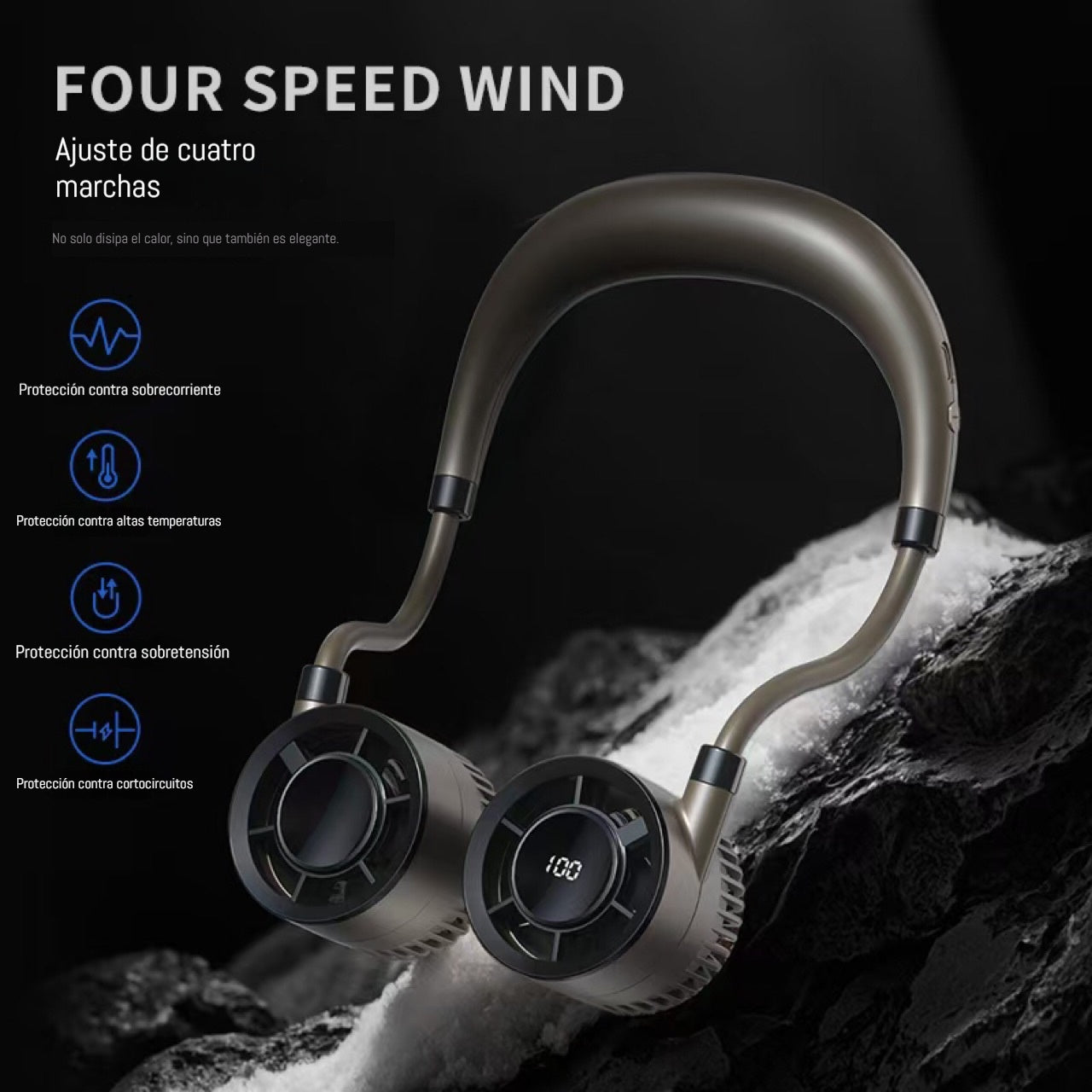💨 Ventilador de aire acondicionado con cuello – Extremadamente silencioso, portátil y giratorio 360° – Ideal para el verano 🌞