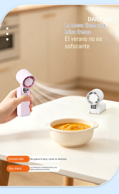 🥰 【Compra 1 y llévate 1 gratis】💦🌬️ Mini ventilador portátil plegable con pantalla digital USB de 100 velocidades