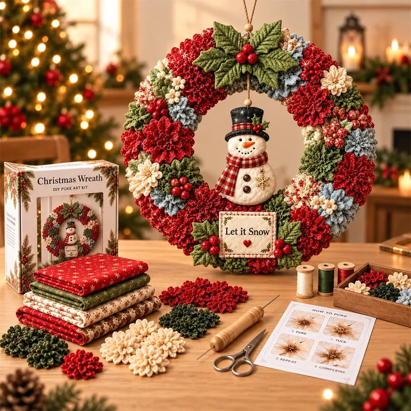 ⏰ POSLJEDNJI DAN! 50% POPUSTA ✨ Napravite božićni vijenac koji ćete s ponosom pokazati 🎄❤️ Komplet za izradu (3D tehnika umetanja tkanine) s uključenim podukama i vodičem.