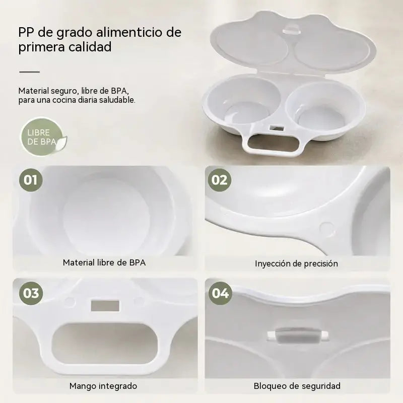 Vaporera de huevos de dos compartimentos, resistente al calor, fácil de limpiar, un utensilio de cocina creativo.