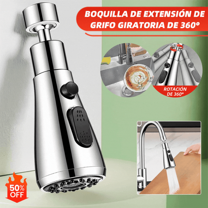 🔥【30%OFF】🚰🔥Boquilla extensora de grifo giratoria de 360°