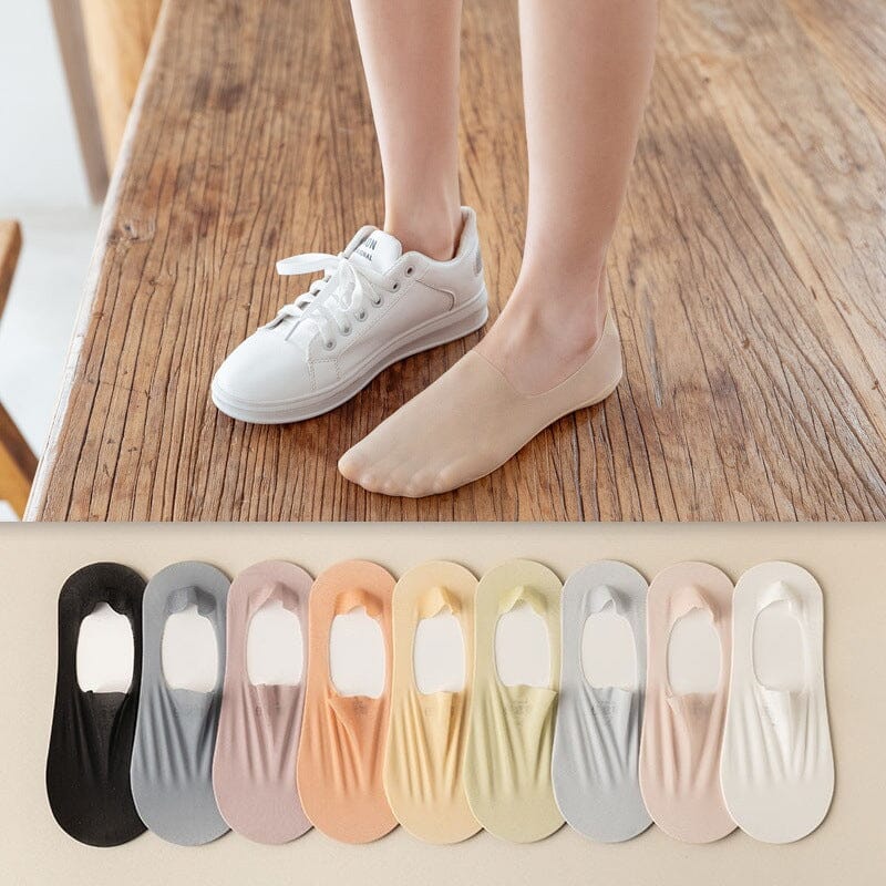 🧦🔥✨【10 pares】🥰 Calcetines invisibles ultrafinos antideslizantes de silicona para mujer