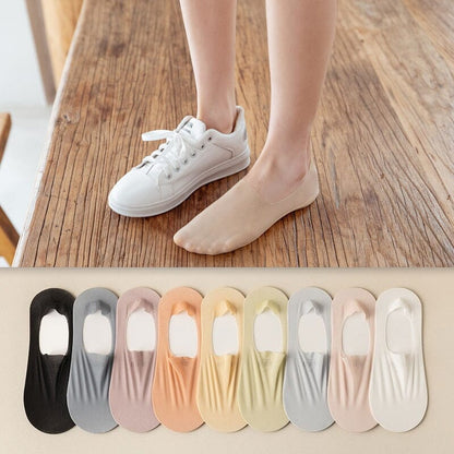 🧦🔥✨【10 pares】🥰 Calcetines invisibles ultrafinos antideslizantes de silicona para mujer