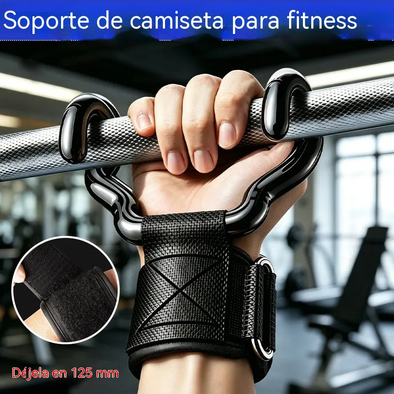 Juego de 2 ganchos de fitness para culturismo y levantamiento de pesas, soporte ensanchado de 125 mm, correas antideslizantes para las muñecas, capacidad de 250 kg para dominadas y peso muerto.
