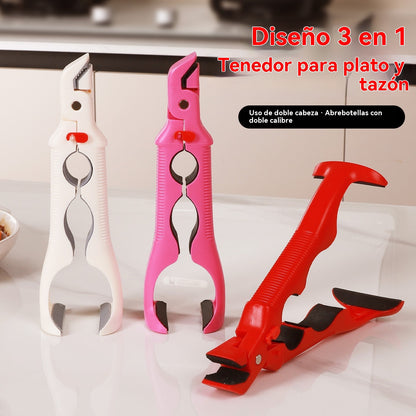 📢 ¡50% de descuento! 🔥✨ Pinzas de silicona 3 en 1 pinzas antiquemaduras pinzas para tazones antideslizantes pinzas de cocina