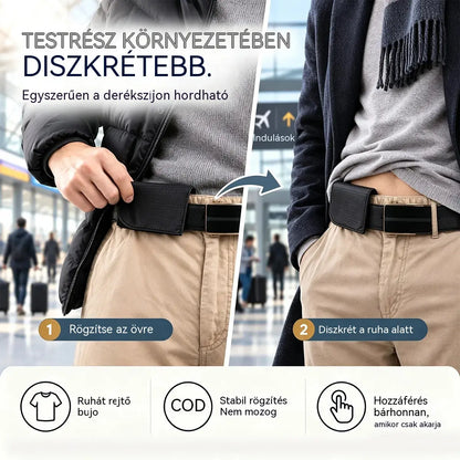 👝✨ Mini deréktáska utazáshoz – nőknek és férfiaknak | Kompakt tok útlevél, pénz, kártyák és iratok számára