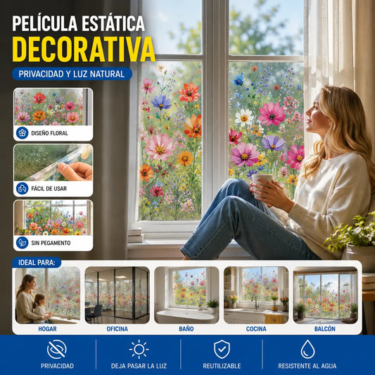 【2 piezas 】Calcomanía para ventana con ramo de flores de colores