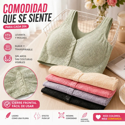 😍【Compra 1 y llévate 1 gratis】❤️【40-100 kg】2026 Nuevo sujetador de cierre frontal sin aros para mujer, tirantes sin costuras, push-up y antiflacidez