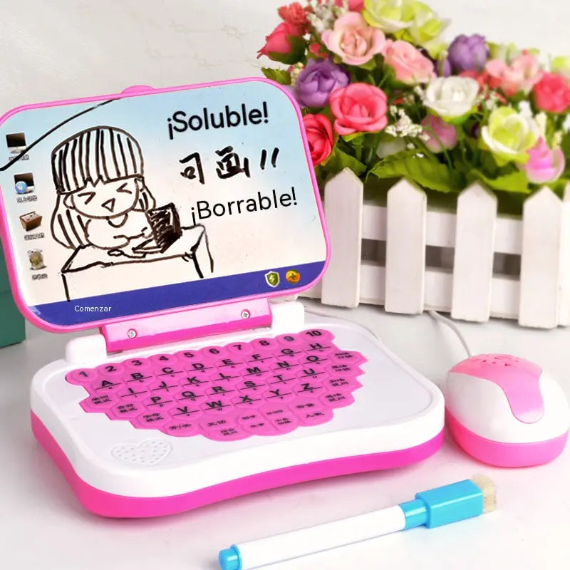 Máquina de aprendizaje educativo para niños con tablero de dibujo, cuaderno y herramientas de dibujo.