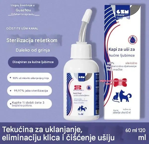 【2 komad】Sredstvo za čišćenje ušiju za pse i mačke