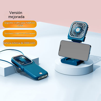 🔥Ventilador portátil plegable 4 en 1 con carga USB de alta velocidad (ventilador/soporte para teléfono/batería externa/refrigeración)