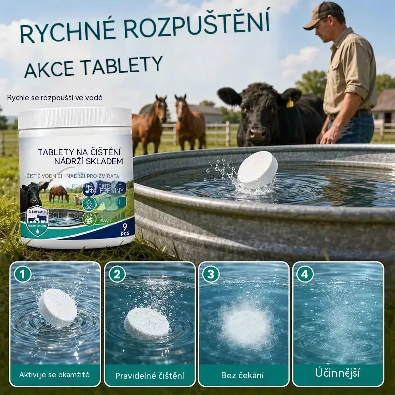 🚜2 láhev 580 Kč🐄💧Rychle rozpustné tablety pro čištění vodních nádrží pro hospodářská zvířata