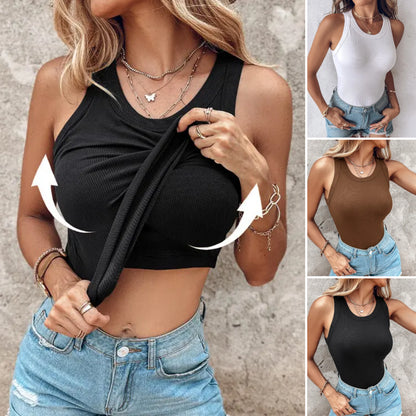 🔥【2 piezas】Producto más vendido del verano🔥 Camiseta de tirantes acanalada para mujer con sujetador incorporado