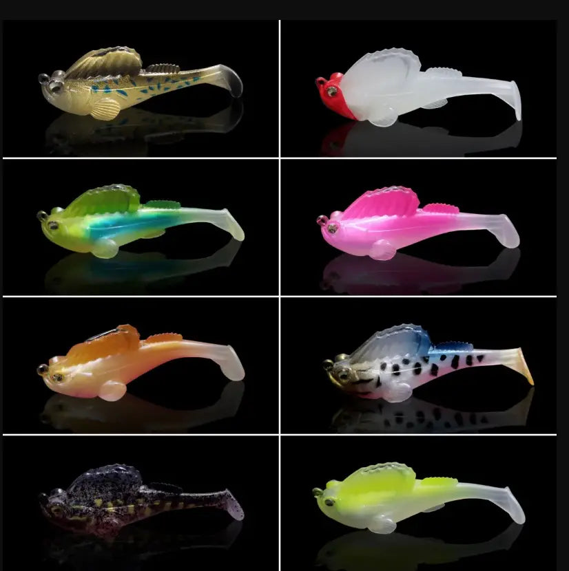 🎣🐟【artefacto de pesca】Juego de 8 señuelos blandos con cola en T