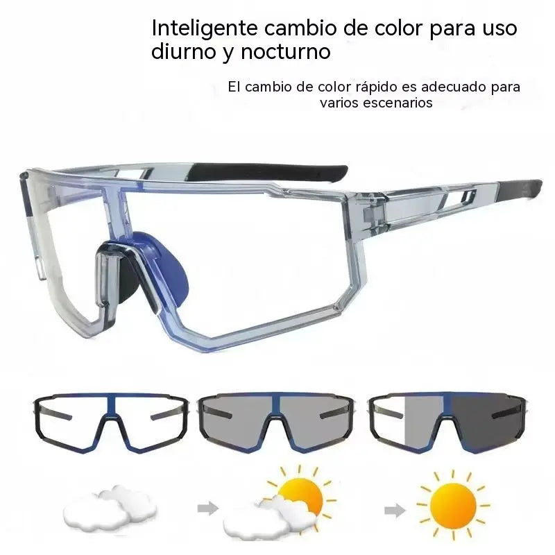 Gafas de ciclismo fotocromáticas, gafas de sol de doble uso para el día y la noche, protección UV para los ojos.